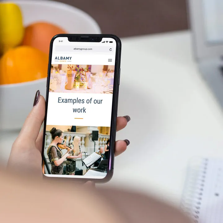 Albamy group portfolio mobile mockup