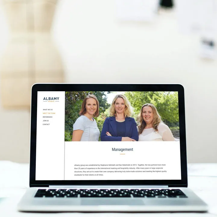 Albamy group team page mobile mockup