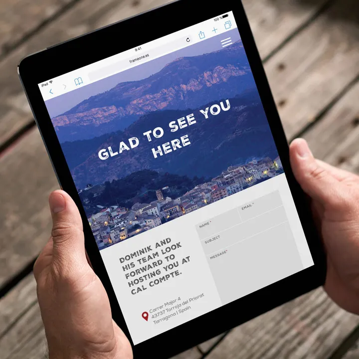Cal compte priorat contact page tablet mockup