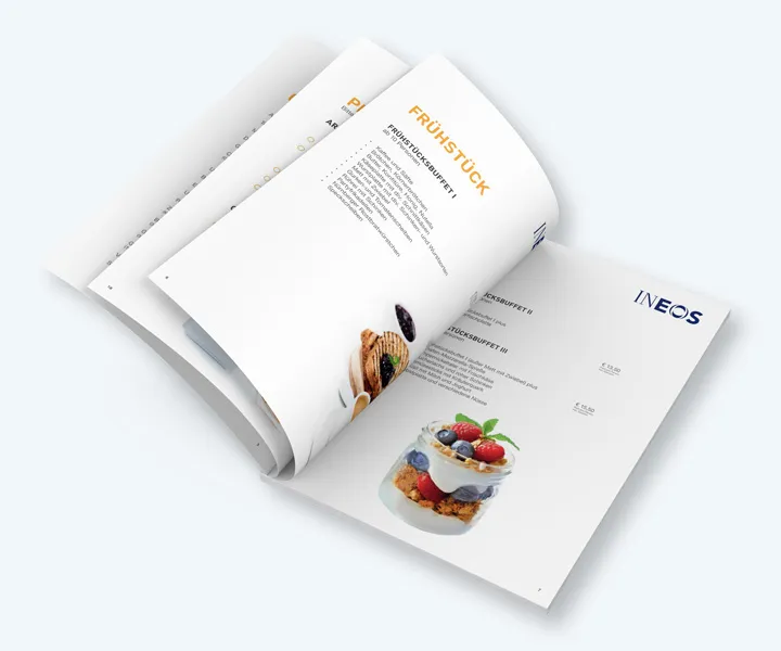 Ineos in care catering breakfast menu spread