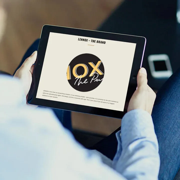 Lennox the pub brand page tablet mockup