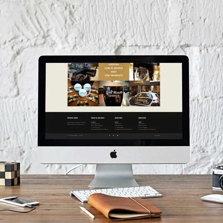 Lennox the pub homepage imac mockup