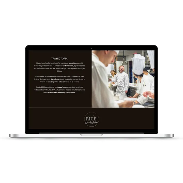 Rice sanchez romera biography laptop mockup