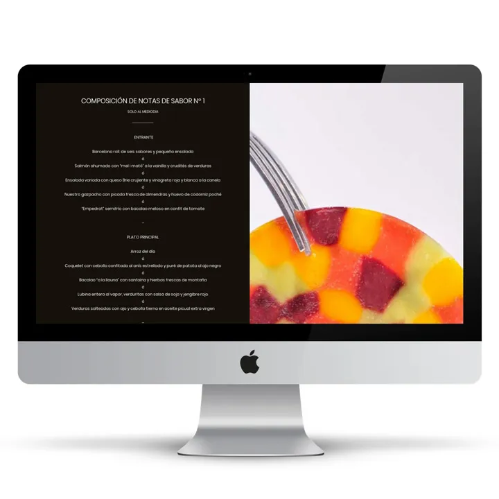 Rice sanchez romera menu page imac mockup