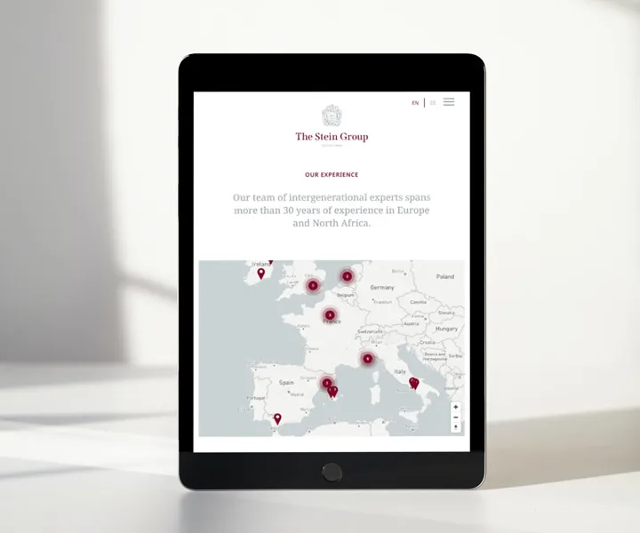 The stein group experience map ipad mockup