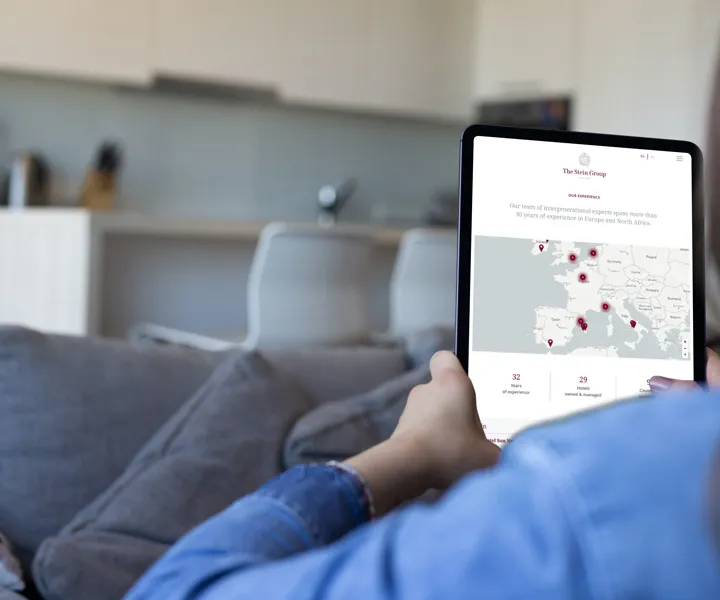 The stein group experience map tablet mockup
