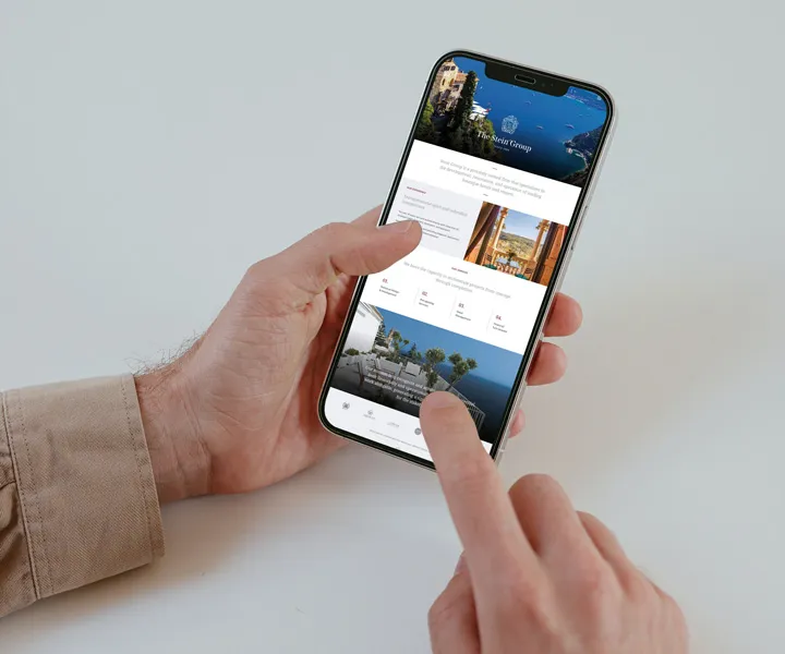 The stein group homepage mobile hand mockup