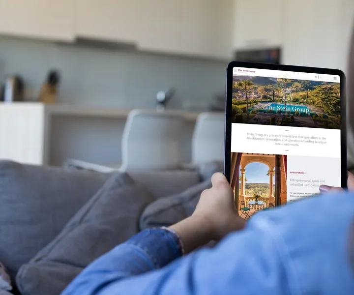 The stein group homepage tablet landscape mockup